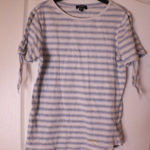 Short Sleeve Blue and White Striped Shirt